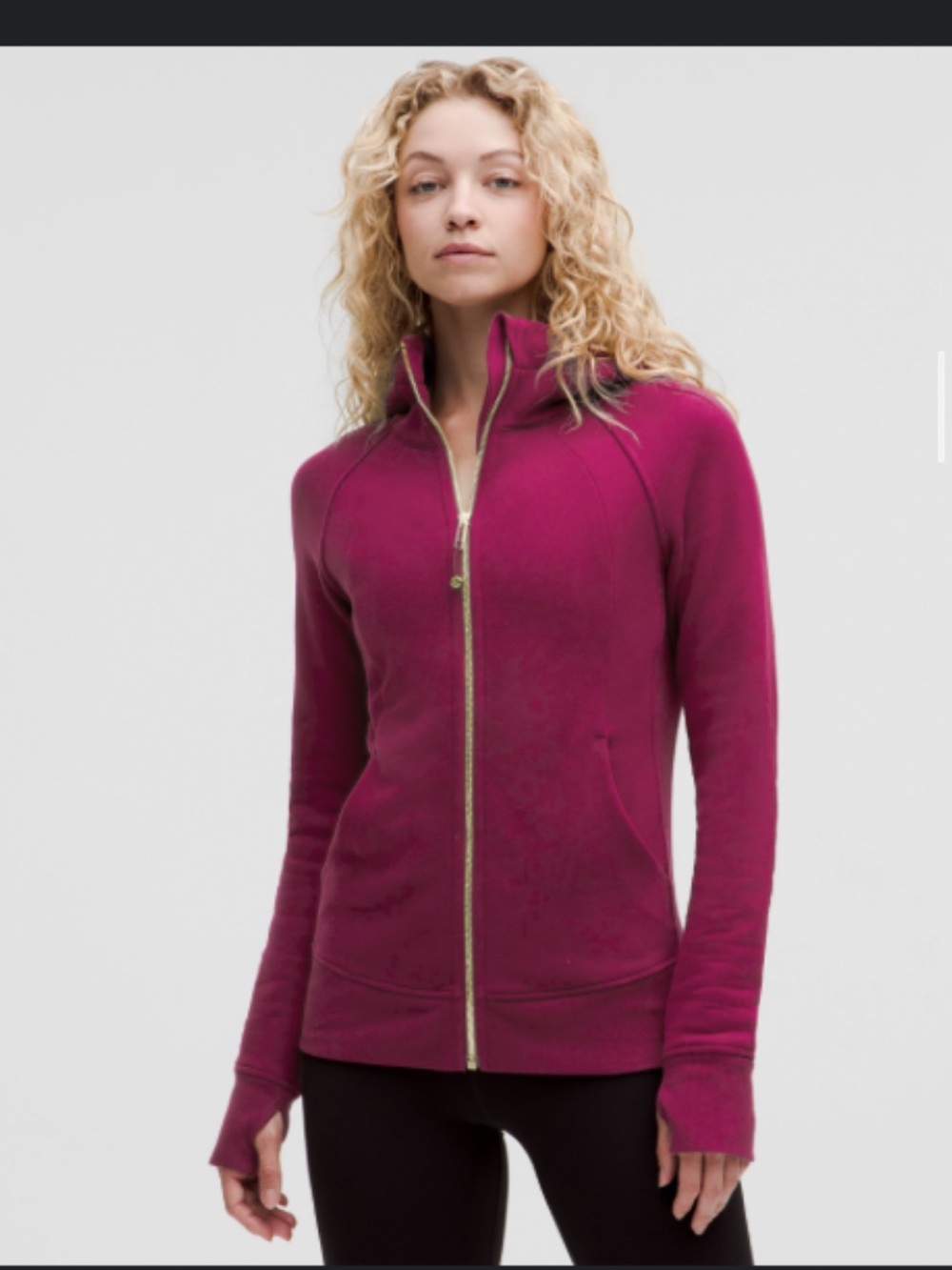Lululemon size 6 Scuba Full Zip-Up Hoodie Magenta/Wine with Gold hardware